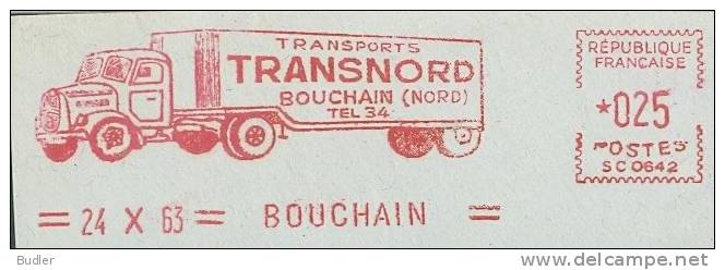 FRANCE : 1963 : Red Postal Metermark On Fragment : TRANSPORT,CAMION,POIDS LOURD,TRUCK,TRACTOR&TRAILER, - Trucks