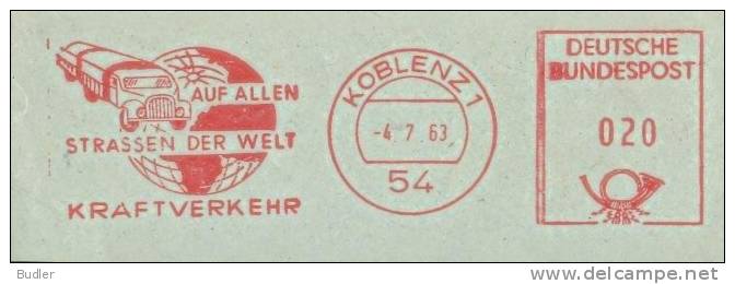 DEUTSCHE BUNDESPOST : 1963 : Red Postal Metermark On Fragment : TRANSPORT,CAMION,POIDS LOURD,TRUCK,SHIPPING,KRAFTVERKEHR - Trucks