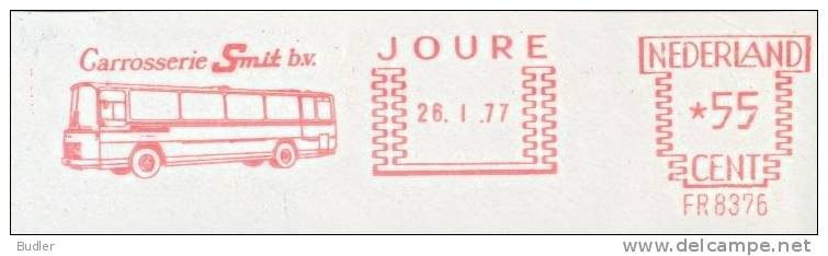 NEDERLAND : 1977 : Red Postal Metermark On Fragment : CAMION,POIDS LOURD,TRUCK,COACH,CARROSSERIE,SMIT,JOURE, - Bussen