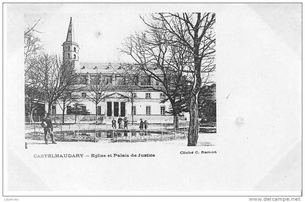 CPA CASTELNAUDARY EGLISE PALAIS DE JUSTICE (DOS NON DIVISE NON ECRITE) - Castelnaudary