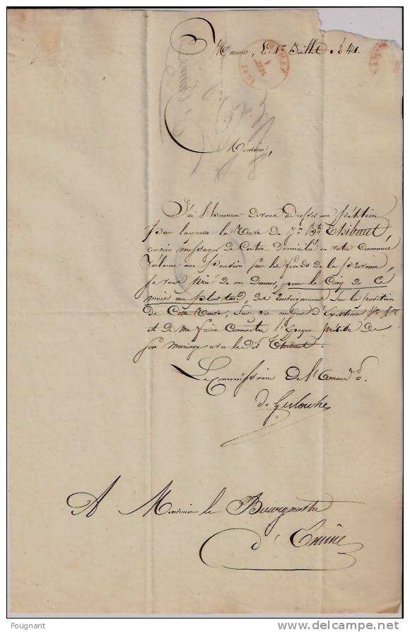 BELGIQUE : 1841:Précurseur:NAMUR Pour EMINE..Oblit.simple Cercle NAMUR En Rouge. - 1830-1849 (Onafhankelijk België)