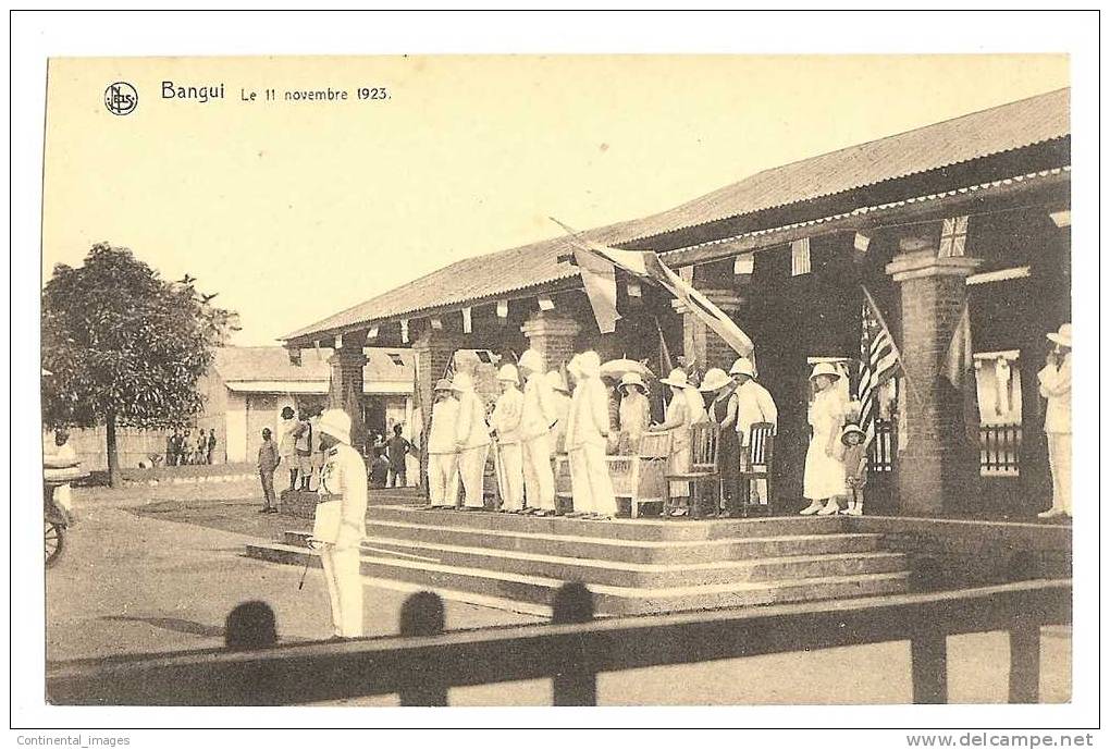 BANGUI - LE 14 JUILLET 1923 - RARE ET BELLE CPA "COLONIALE" - Zentralafrik. Republik