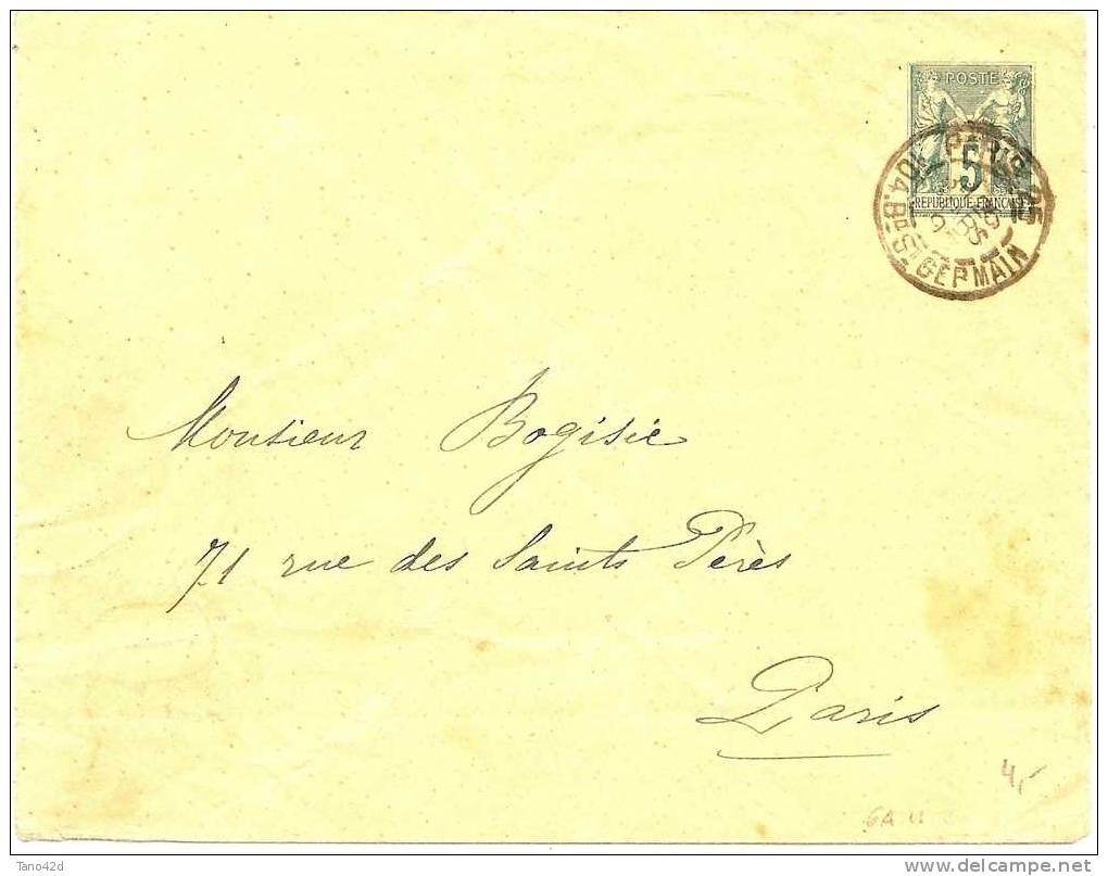 REF LSAU4 - EP EN SAGE 5c  VOYAGEE PARIS / PARIS 25/3/1895 - Buste Postali E Su Commissione Privata TSC (ante 1995)