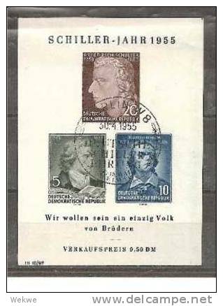 DSP567/ Schiller-Jahr 1955, Mi. Block 12, Sonderstempel  O - 1950-1970