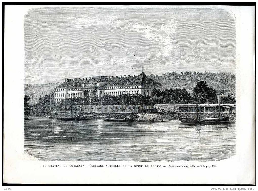 Allemagne, Château De Coblentz       Gravure      1866 - Collections