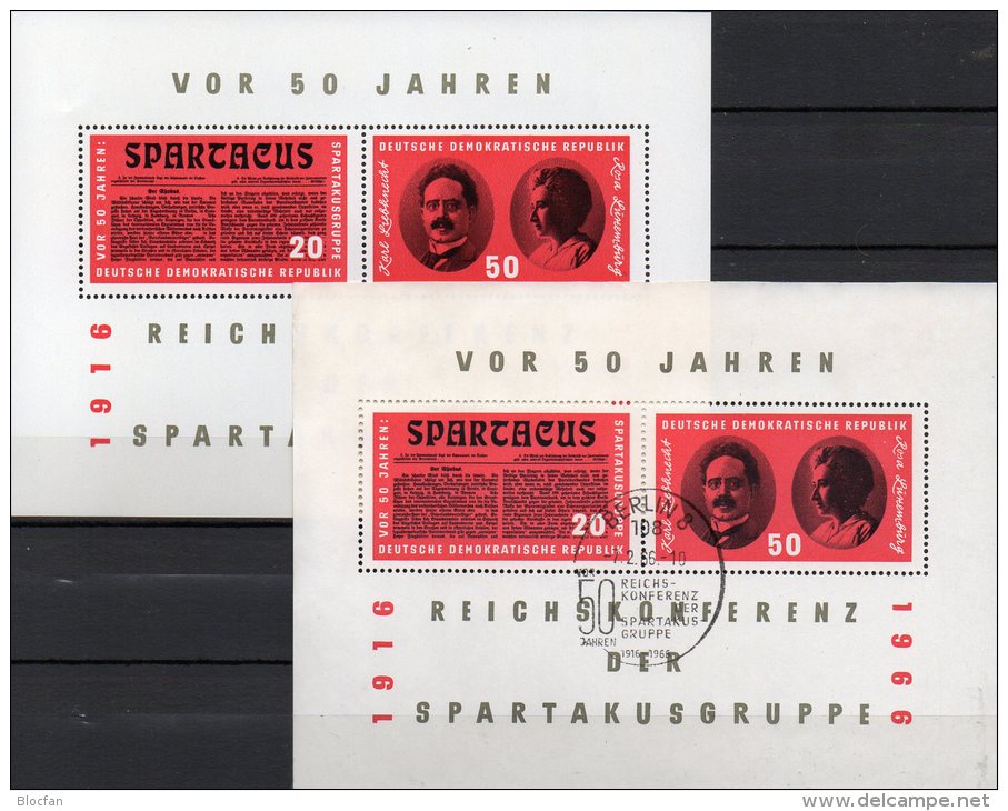 Zeitung-Titel Spartakus-Bund 1966 DDR Block 25 ** Plus SST 7€ Liebknecht Blocchi M/s Military Bloc History Sheet Germany - Andere & Zonder Classificatie