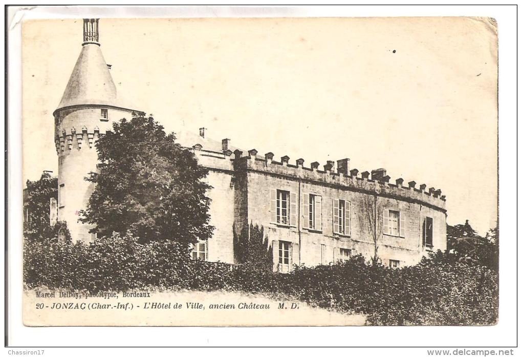 17-JONZAC-lot De 4 Cartes-Hôtel De Ville-Château Du XVe Siècle-La Porte Et La Mairie-Salle Des Séances Du Conseil - Jonzac