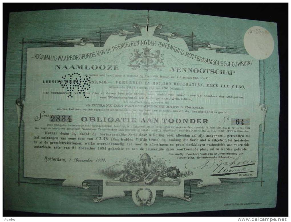 Obligatie Rotterdam 1894. - Industrie
