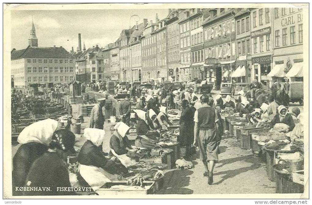 Denmark - Danmark - Copenhagen Kobenhavn Fish Market Old Postcard [P349] - Dänemark