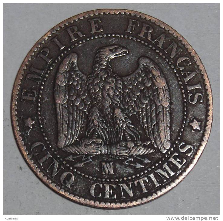 Napoléon III 5 Centimes Tête Nue 1855 MA Ancre MARSEILLE  TTB ! - 5 Centimes