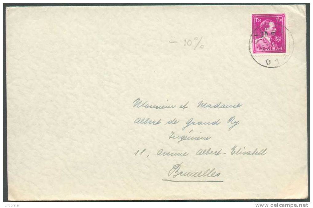 1Fr50 Col Ouvert Obl. Sc EUPEN S/L. D´Eynatten (exp. Léon Pusser) Vers Bruxelles  - 5234 - 1946 -10%