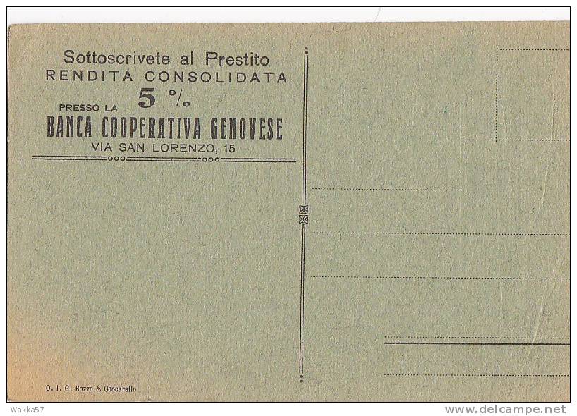 $3 - CARTOLINA PRESTITO - BANCA COOPERATIVA - GENOVA ILLUSTR. BEVILACQUA - F.P. NON VG. 12 - Banques