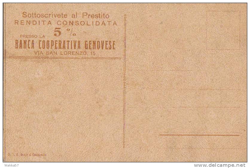 $3 - CARTOLINA PRESTITO - BANCA COOPERATIVA - GENOVA ILLUSTR. BEVILACQUA - F.P. NON VG. 13 - Banks