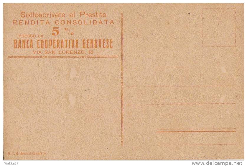 $3 - CARTOLINA PRESTITO - BANCA COOPERATIVA - GENOVA ILLUSTR. BEVILACQUA - F.P. NON VG. 14 - Banken