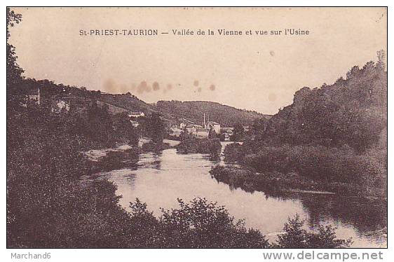 HAUTE VIENNE.SAINT PRIEST TAURION.VALLEE DE LA VIENNE ET VUE SUR L USINE  Cp Taché Dos - Saint Priest Taurion