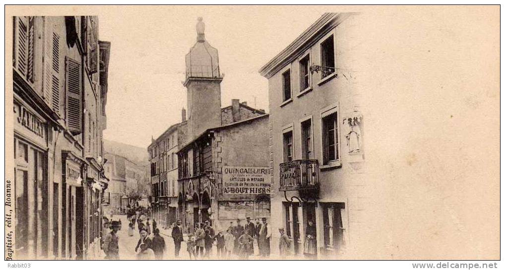 161    -                    THIZY  -   ( Rhône )   -    La   Grand ' Rue , Beffroi  De  La  Ville  . - Thizy