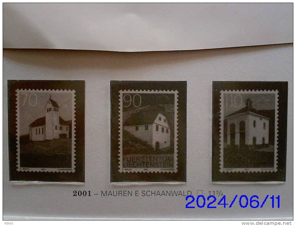 LIECHTENSTEIN - ANNO 2001 - EDIFICI  MAUREN E SCHAANWALD ** MNH - Unused Stamps