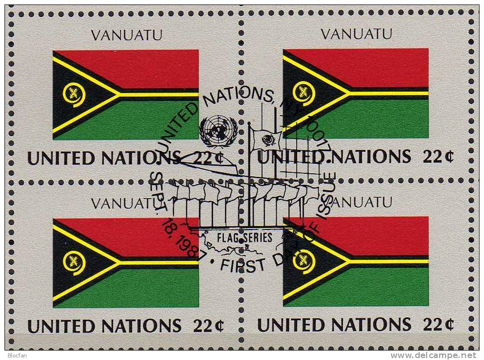 UNO Flaggen VIII 1987 VANUATU New York 527+ 4-Block + Kleinbogen O 16€ - Vanuatu (1980-...)