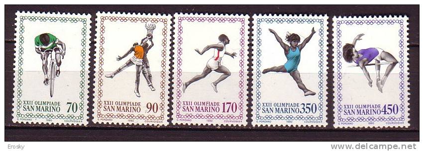 A1564 - SAN MARINO Ss N°1058/62 - SAINT-MARIN Yv N°1013/17 ** JEUX OLYMPIQUES - Unused Stamps