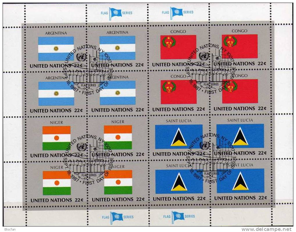 UNO Flaggen VIII 1987 ARGENTINA New York 532,4-Block+ Kleinbogen O 16€ Flagge Bf Foglietto Bloc Flag Sheetlet Of America - Altri & Non Classificati