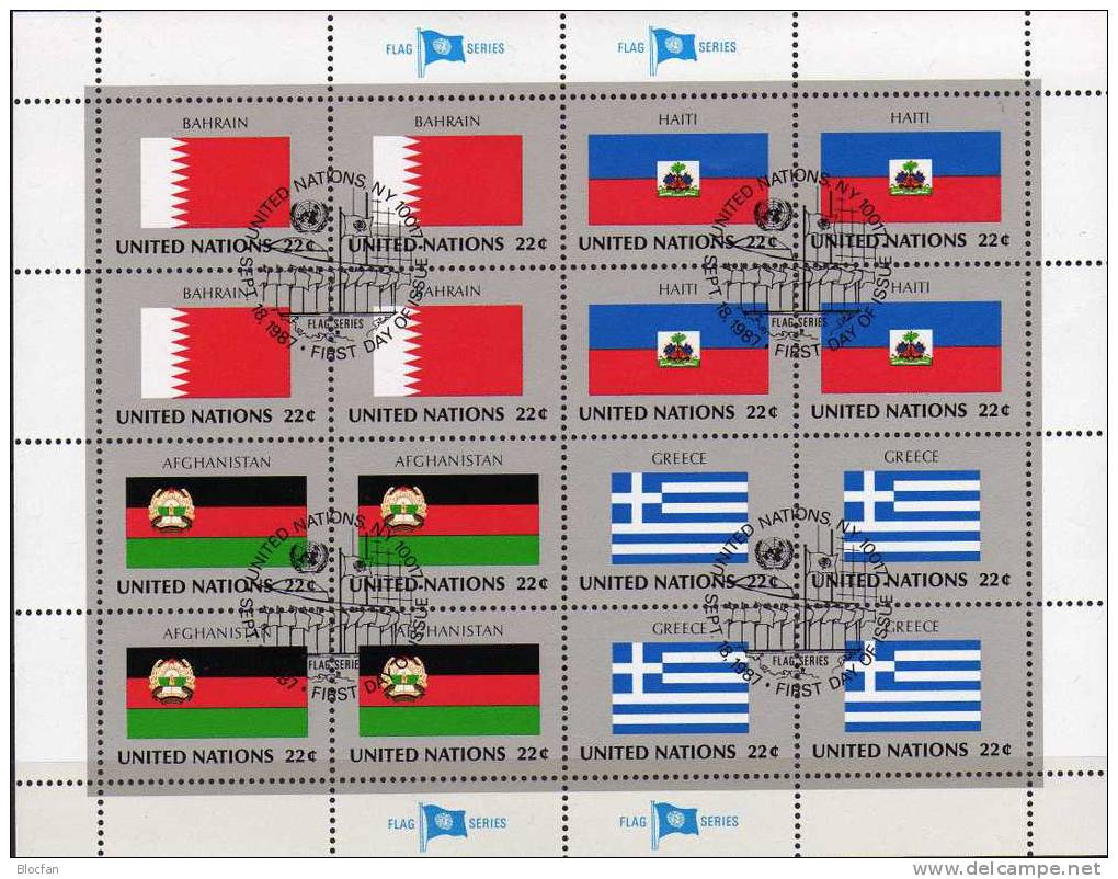 UNO Flaggen VIII 1987 GREECE New York 539+ 4-Block + Kleinbogen O 16€ - Usados