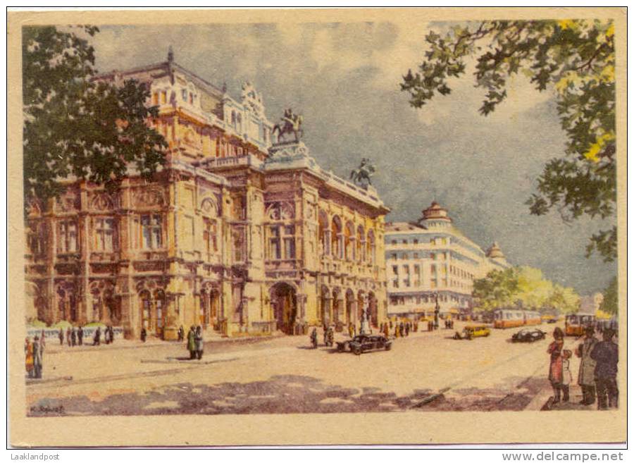 AUSTRIA 1948 PPC, VIEW OF STAATSOPER, FRANKED WITH 20g, SPECIAL WIENER BLUMENKORSO HANDSTAMP DATED 12.6.1948 - Andere & Zonder Classificatie