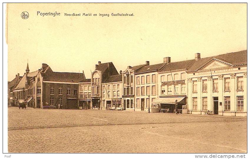 Poperinge / Poperinghe : Noordkant Markt En Ingang Gasthuisstraat ---1920 - Poperinge