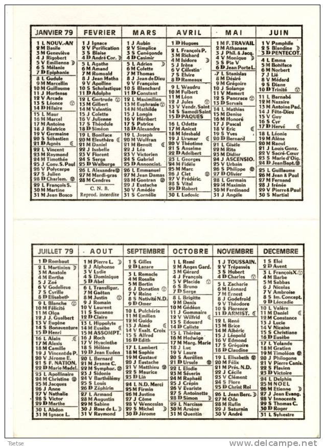 Calendrier De Poche Illustrè Par Une Ancienne Voiture (Rolls Royce 1910 )- Année 1979 - Tamaño Pequeño : 1971-80