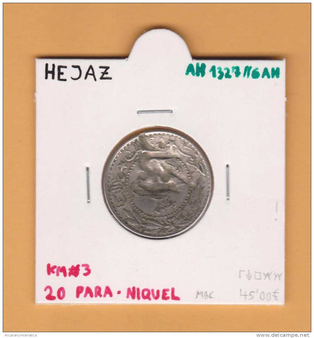 HEJAZ  20 PARA NIQUEL AH 1327//6AH  KM#3  MBC/VF    DL-7253 - Sonstige – Asien