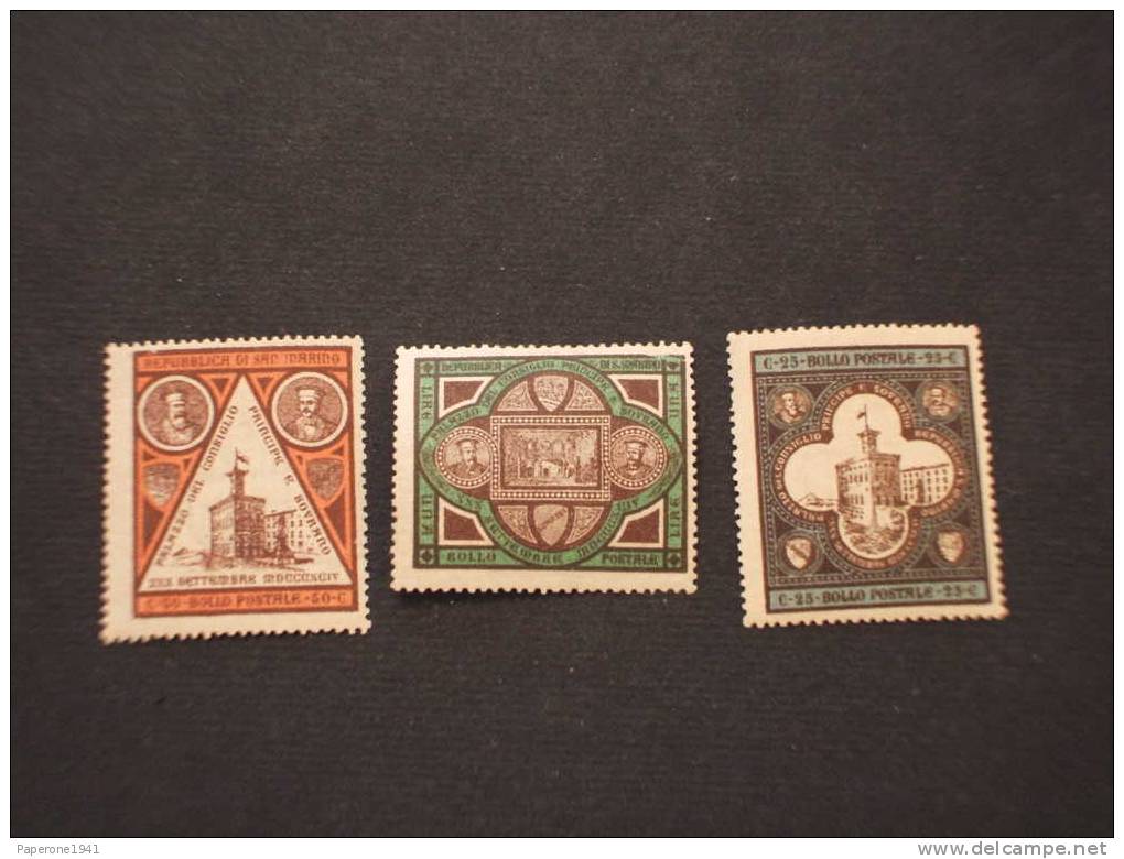 SAN MARINO-1894 PALAZZO GOVERNO 3v. NUOVI. - Unused Stamps