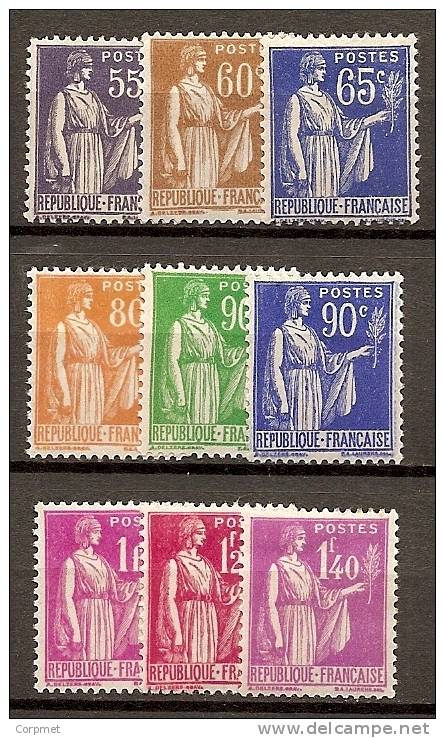 FRANCE - 1937-39 - Type Paix - Yvert # 363 / 371 - MINT (LH) - 1932-39 Peace