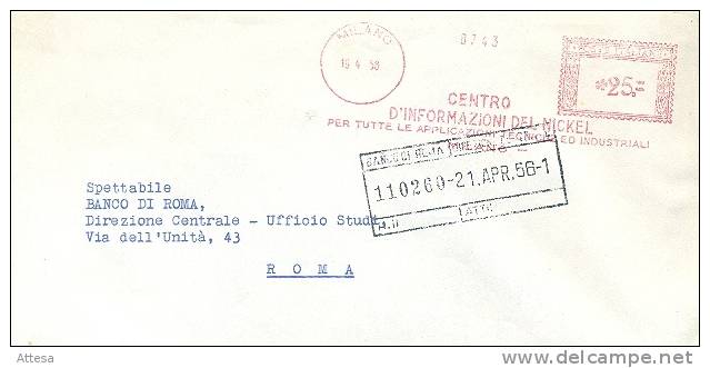 19/4/1956 Rossa Centro D'informazione Del Nickel - 1946-60: Storia Postale