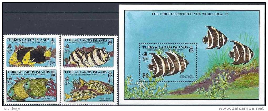 1990 TURKS ET CAIQUES 867-70+ BF 86**  Poissons - Turks & Caicos (I. Turques Et Caïques)