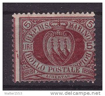 SAN MARINO 1892-94 STEMMA SASSONE  N° 22 ** MNH FIRMATO CAFFAZ - Ungebraucht