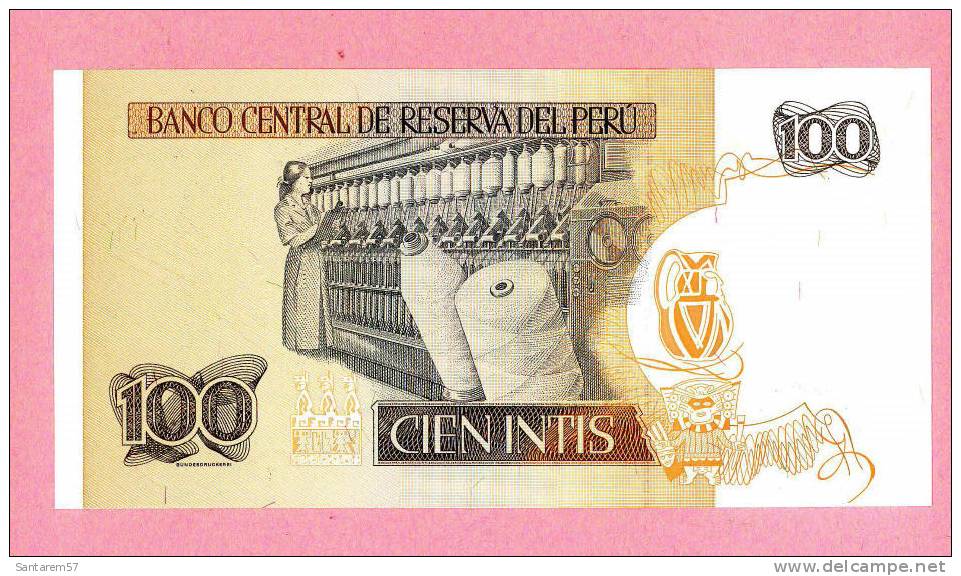Billet De Banque Nota Banknote Bill 100 Cien Intis PEROU PERU 1987 - Pérou