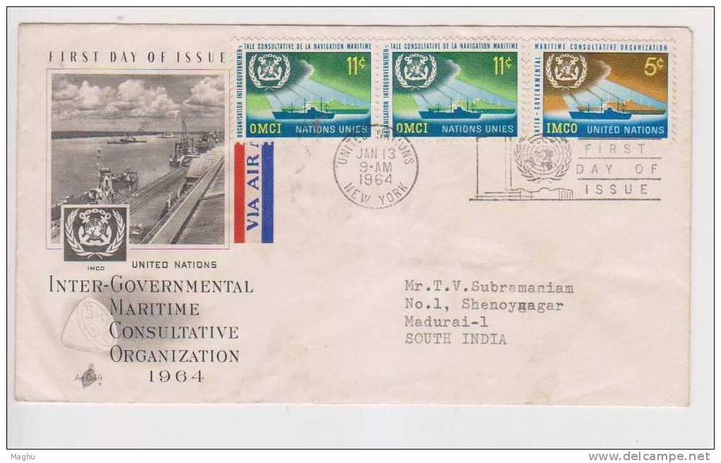 UN-FDC-1964-MARIITIME CONSULTATIVE-PORT-SHIPS-C LIMATE-NATURE-ANCHOR, United NAtions, UNO, Compass, United Nations - Climate & Meteorology