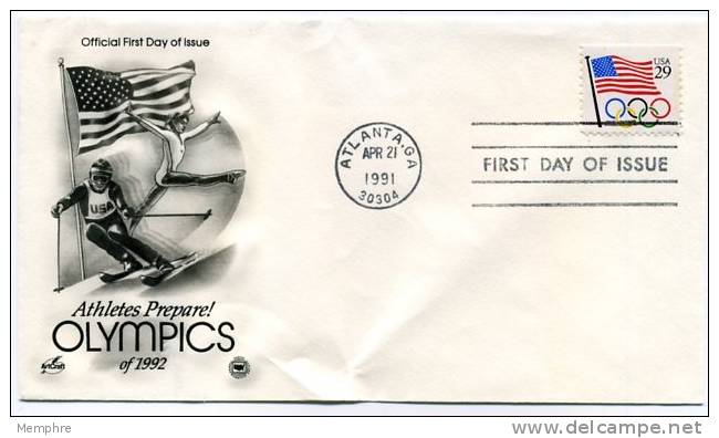 2528 29c Flag And Olympic Rings Postal Commemorative Society Cachet, Unaddressed - 1991-2000