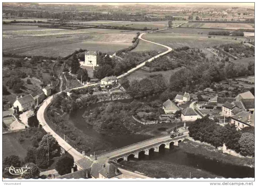 CPSM. GUILLON. VUE AERIENNE DU PONT SUR LE SEREIN. DENTELLEE - Guillon