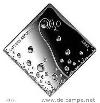 (!) LATVIA 2009 SILVER COIN 1 LATS - Coin Of Water ECOLOGY  PROOF - Letonia