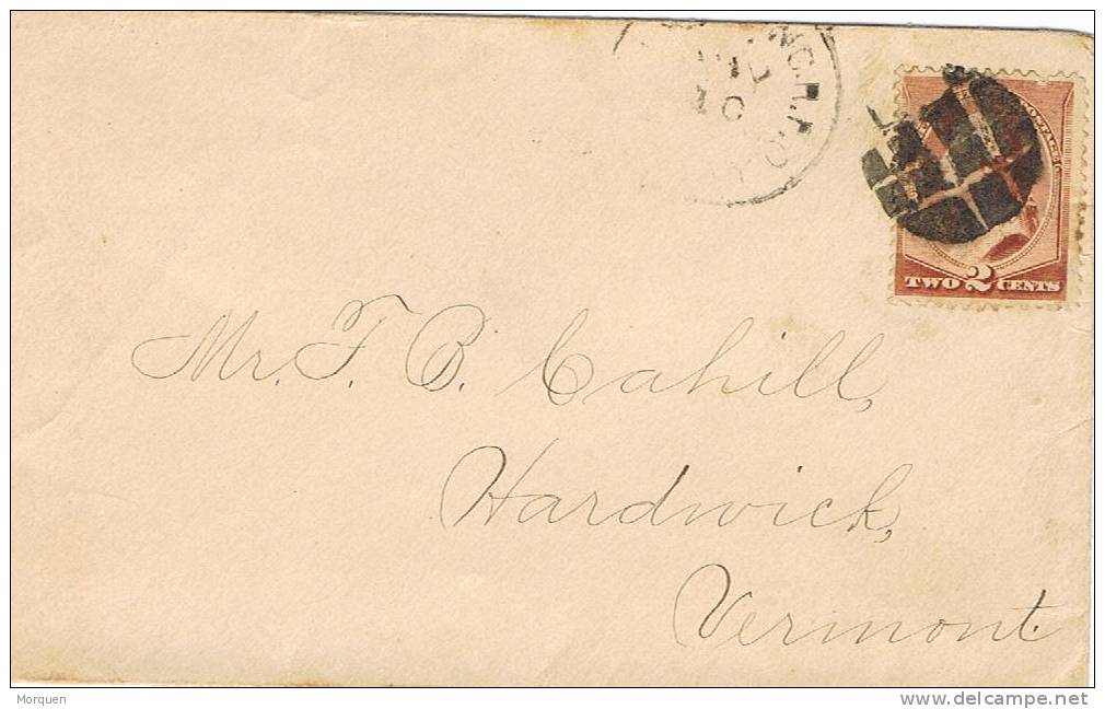 1372. Carta Fancy Cancel A Hardwick (Vermont)  R.P.O. Ferrocarril - Lettres & Documents