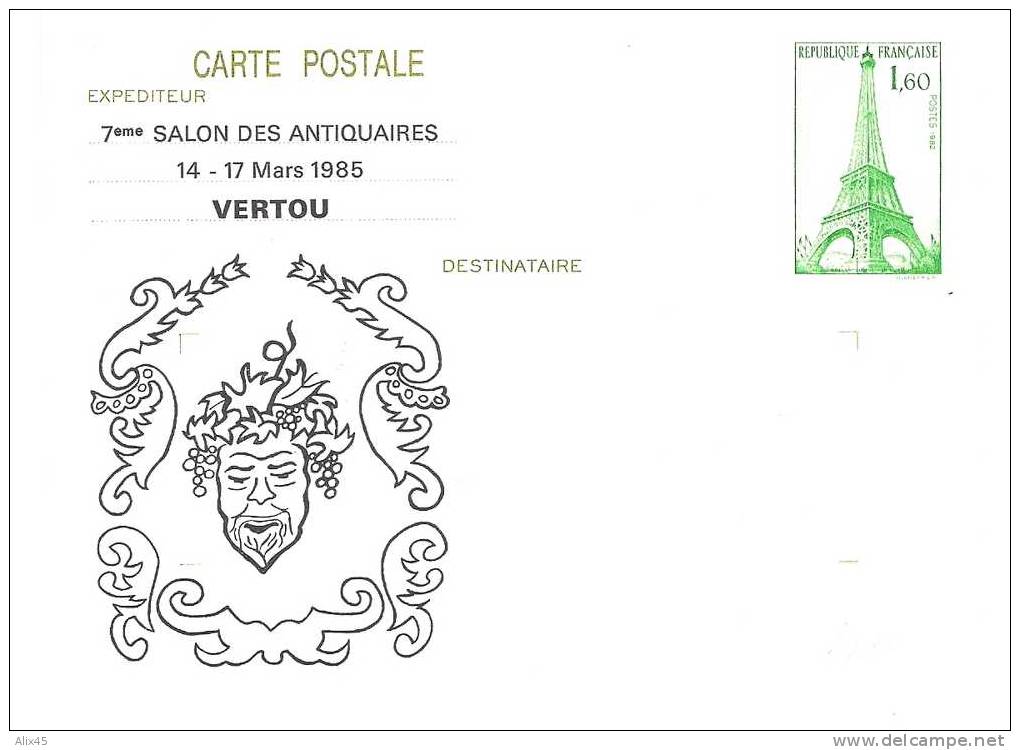 7è SALON DES ANTIQUAIRES 14-17/03/85 - VERTOU - Thèmes:la Vigne, Le Vin, Bacchus - Rare:10 Ex. - Cartoline Postali Ristampe (ante 1955)