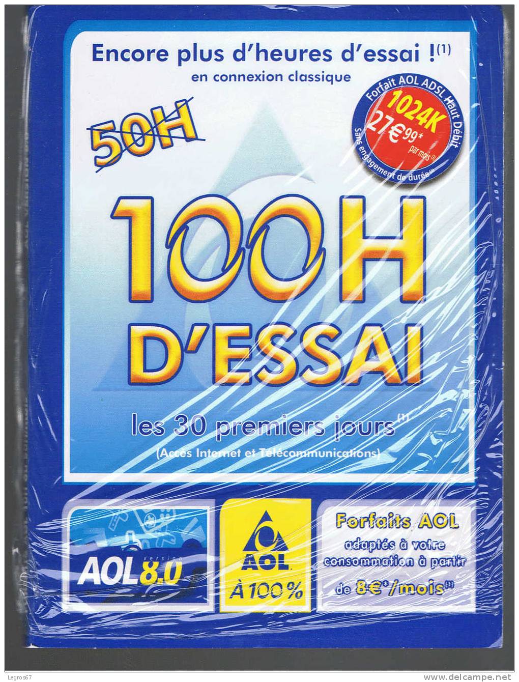 KIT INTERNET AOL 100 HEURES - 30 PREMIERS JOURS - Kits De Connexion Internet