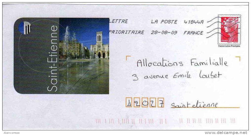 Entier Postal PAP Local Personnalisé Loire Saint Etienne église, Jets D'eau - Prêts-à-poster:Overprinting/Beaujard