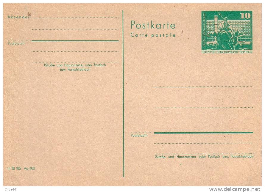 RDA.ENTIER POSTAL. - Postcards - Mint