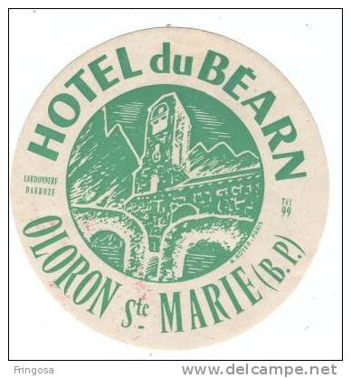 Luggage Label  - Hotel Du Béarn - Oloron Ste. Marie - France : Caixa # 8 - Hotel Labels