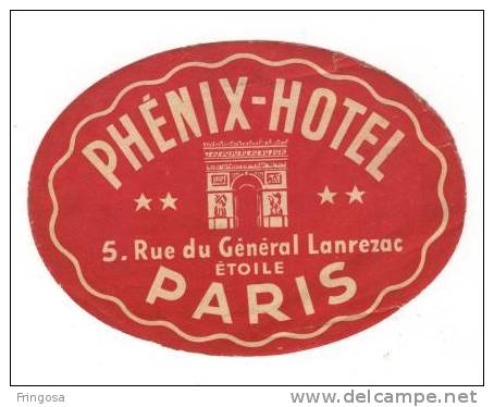 Luggage Label  - Phénix Hotel - France : Caixa # 8 - Hotel Labels