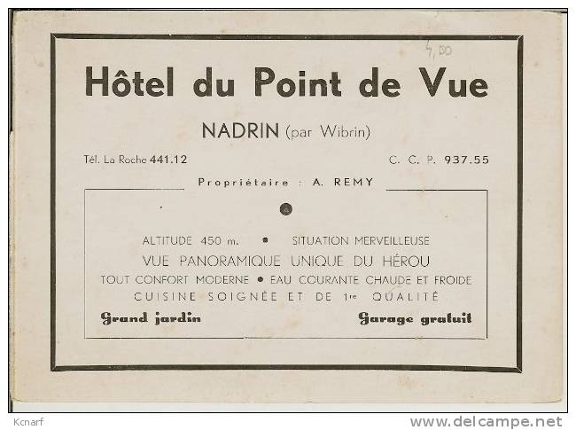 CP De NADRIN ( Par Wibrin ) " Hôtel Du Point De Vue / La Crête Au Hérou & Le Hérou . Confluent Des Deux Ourthes " . - Houffalize