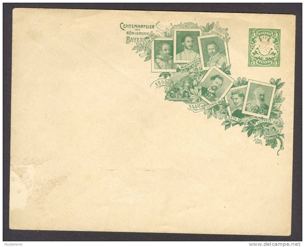 Bayern Postal Stationery Cover Ganzsache Brief Centenarfeier Des Königreich BAYERN 1806-1906 Picture Cachet Mint - Postal  Stationery