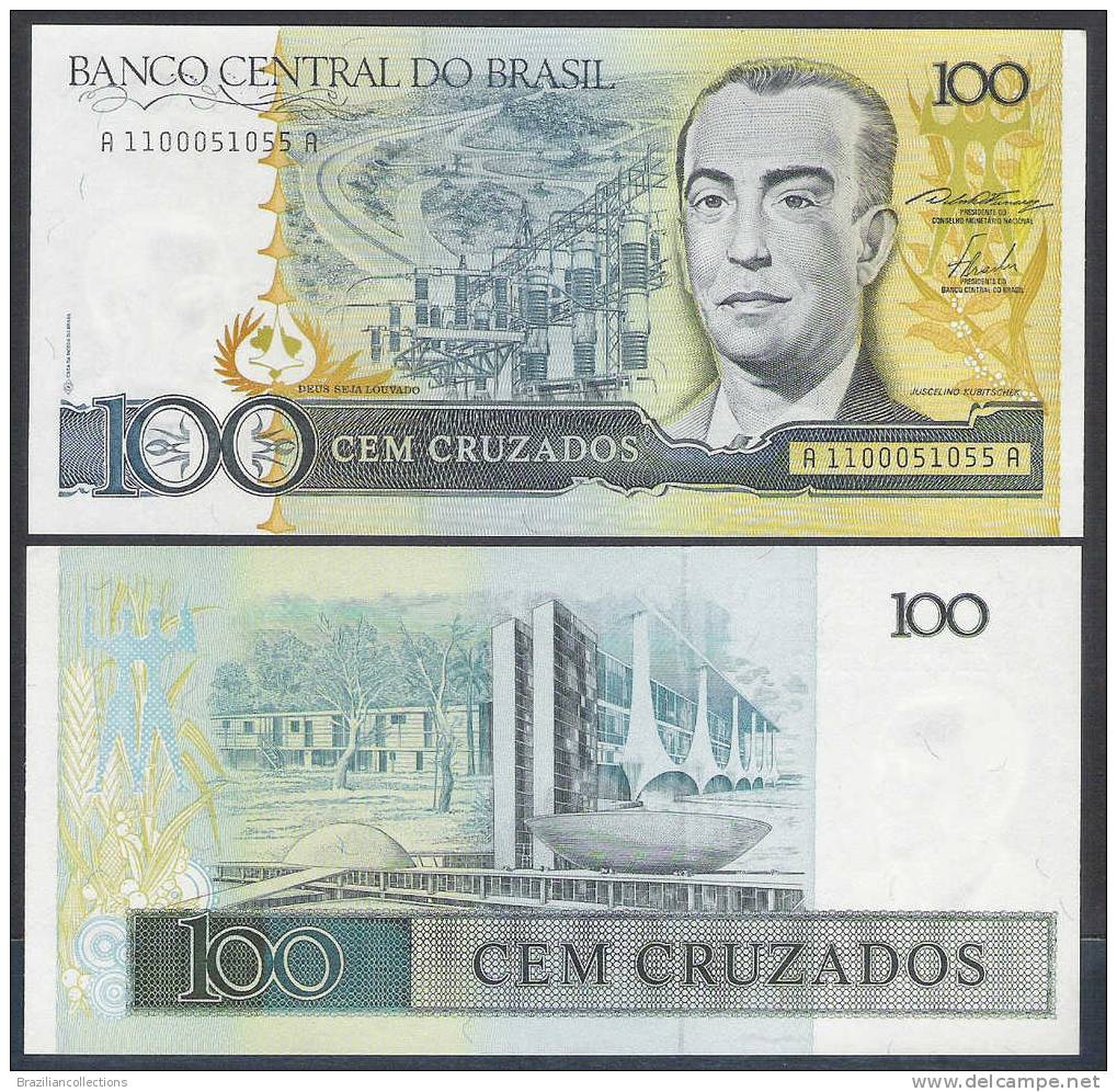 P.211a - Brazil, 100 Cruzados, 1986, UNC. Juscelino Kubitschek - Brésil