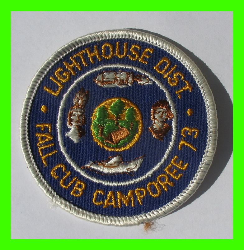 SCOUTING PATCHES - ( 2 ) LIGHTHOUSE DIST. FALL CUB CAMPOREE 1973 - - Scouting